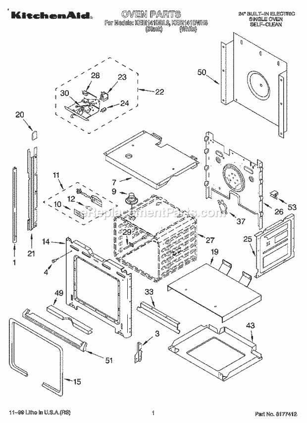 KitchenAid KEBI141DBL8 Oven Oven Diagram