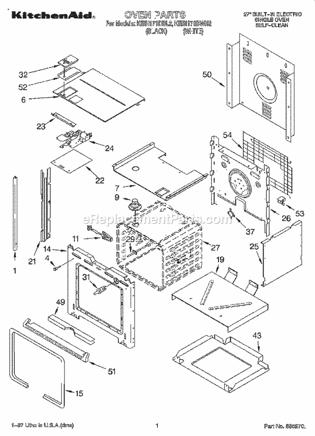 KitchenAid KEBI171DWH2 Range Oven Diagram