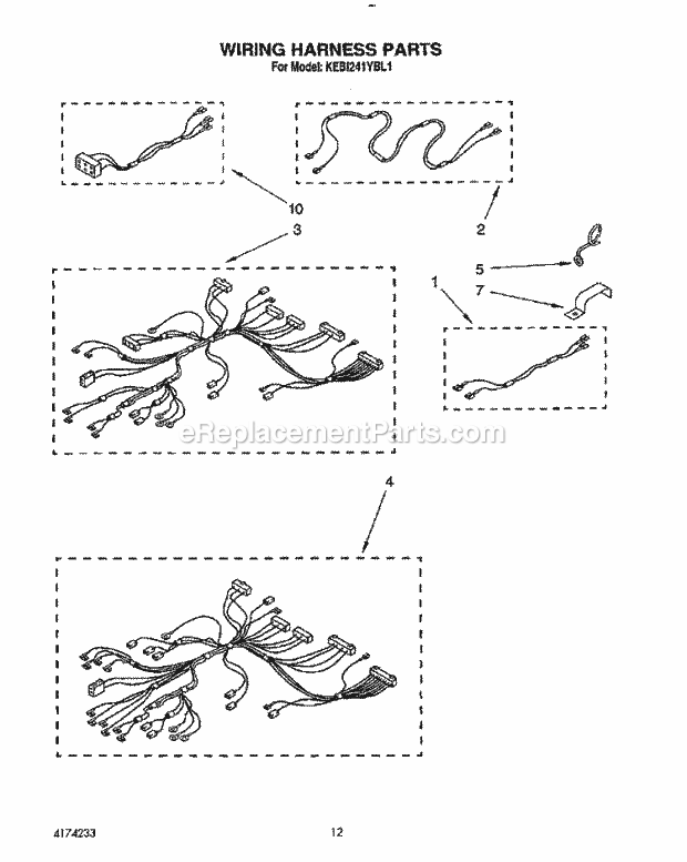 KitchenAid KEBI241YBL1 Range Wiring Harness Diagram