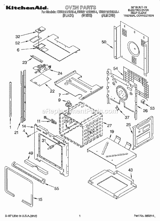 KitchenAid KEBS107DAL4 Range Oven Diagram