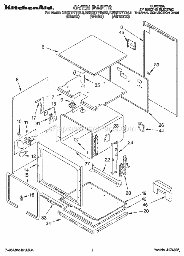 KitchenAid KEBS177YWH3 Range Oven, Optional Diagram