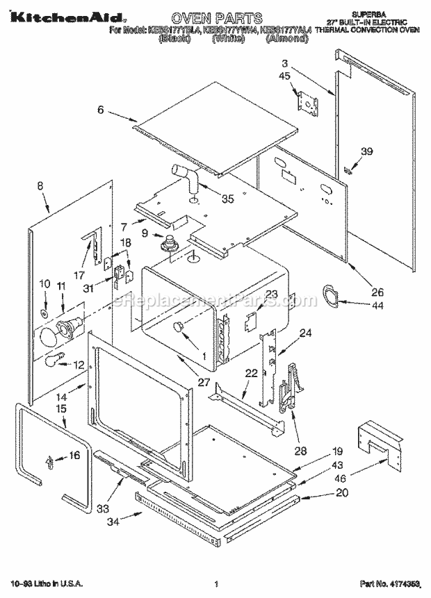 KitchenAid KEBS177YWH4 Range Oven, Optional Diagram