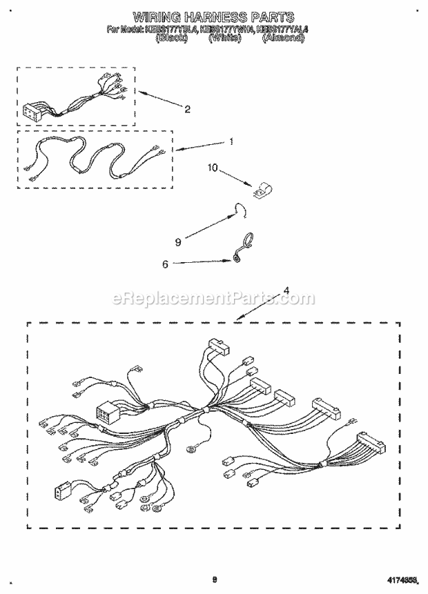 KitchenAid KEBS177YWH4 Range Wiring Harness Diagram