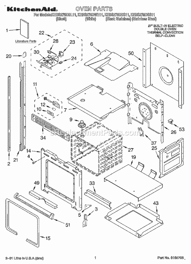 KitchenAid KEBS278DSS11 Oven Oven, Literature Diagram