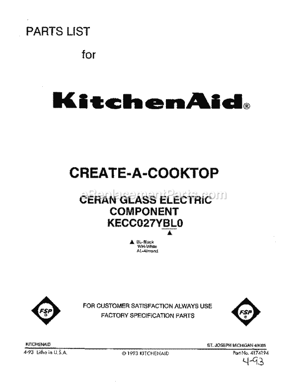 KitchenAid KECC027YWH0 Range Page B Diagram