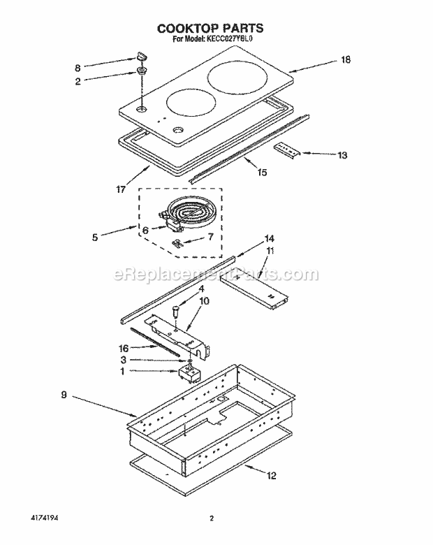 KitchenAid KECC027YWH0 Range Page C Diagram