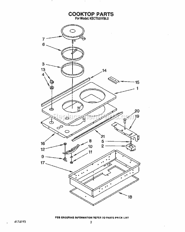 KitchenAid KECT025YWH0 Range Page B Diagram