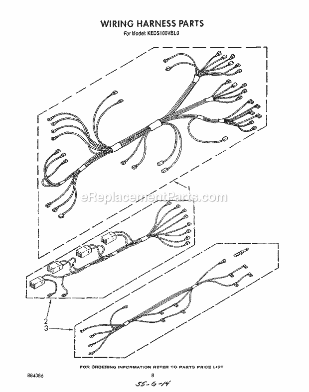 KitchenAid KEDS100VWH0 Range Wiring Harness Diagram