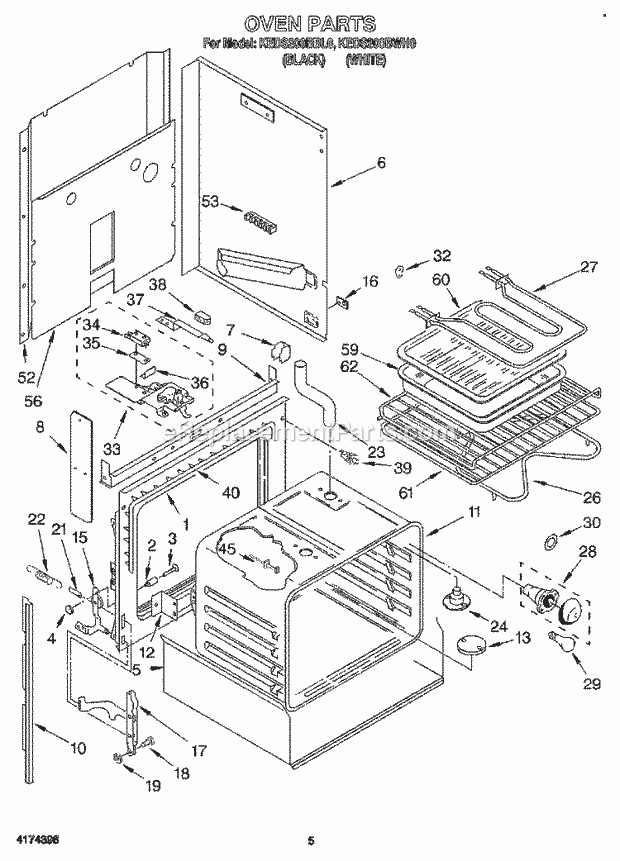 KitchenAid KEDS200BWH0 Range Oven, Literature Diagram