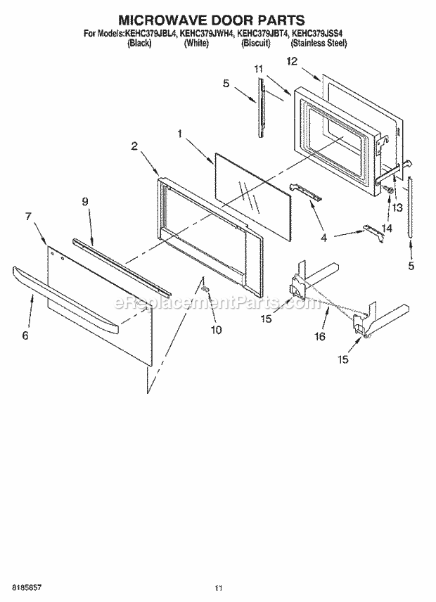 KitchenAid KEHC379JSS4 Oven / Microwave Combo Microwave Door Diagram