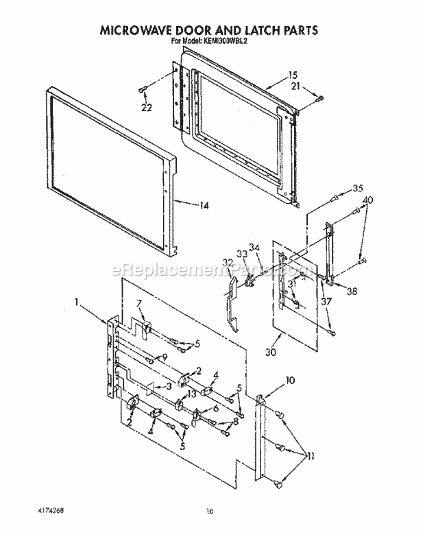 KitchenAid KEMI300WBL2 Oven / Microwave Combo Microwave Door and Latch Diagram