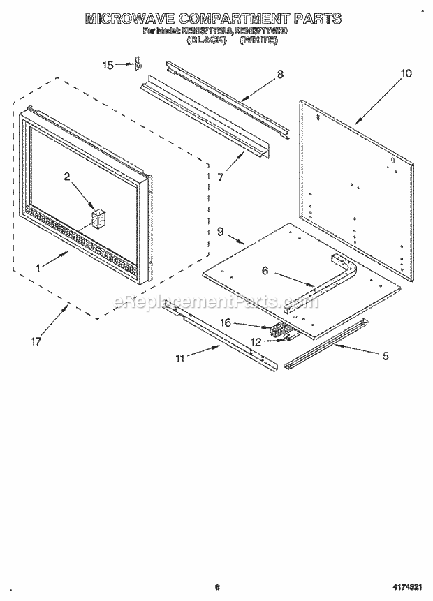 KitchenAid KEMI371YWH0 Range Microwave Compartment Diagram