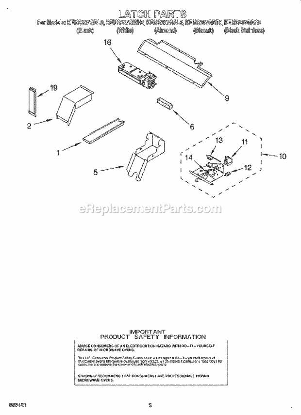 KitchenAid KEMS307GBL0 Oven / Microwave Combo Latch Diagram