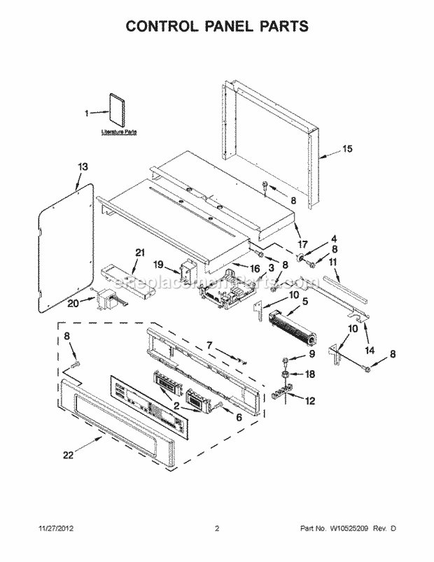 KitchenAid KEMS309BSS00 Microwave Control Panel Parts Diagram