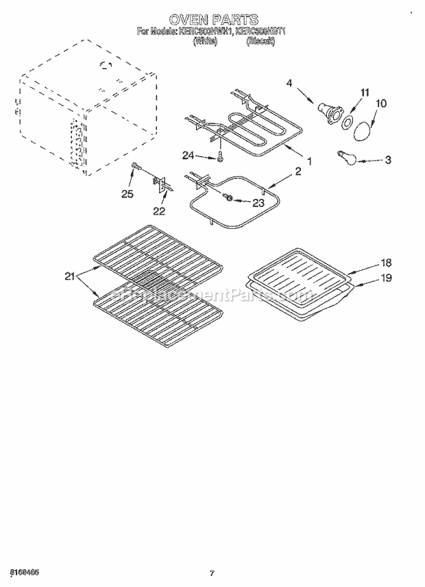 KitchenAid KERC500HWH1 Range Oven Diagram