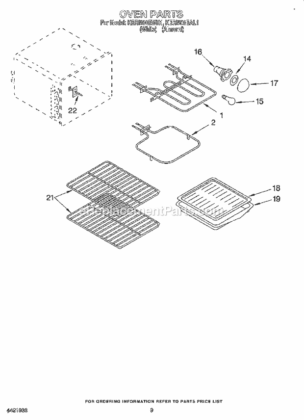 KitchenAid KERI500EAL1 Range Oven, Lit/Optional Diagram