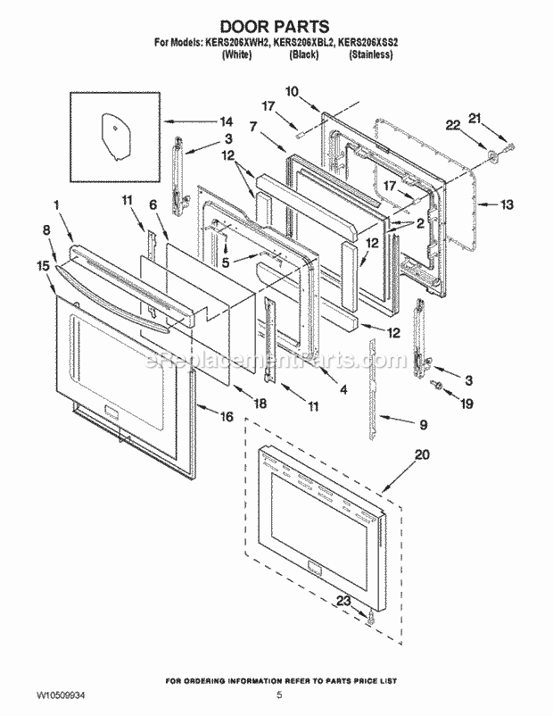 KitchenAid KERS206XBL2 Range Door Parts Diagram