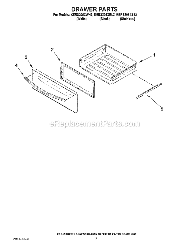 KitchenAid KERS206XBL2 Range Drawer Parts Diagram