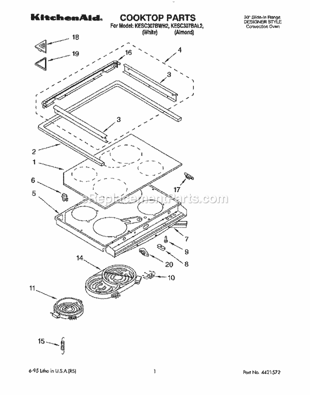 KitchenAid KESC307BAL2 Range Cooktop, Literature Diagram