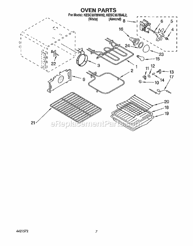 KitchenAid KESC307BAL2 Range Oven Diagram