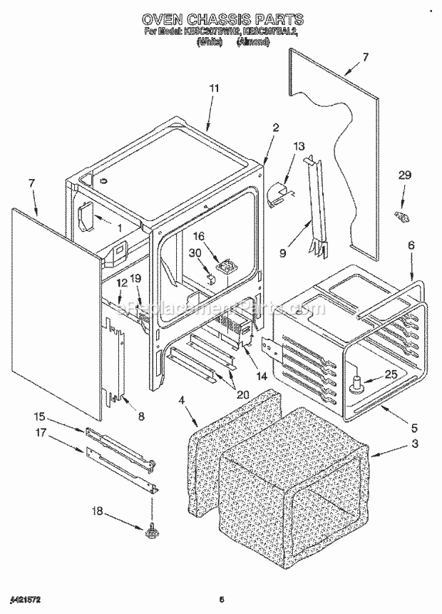 KitchenAid KESC307BAL2 Range Oven Chassis Diagram