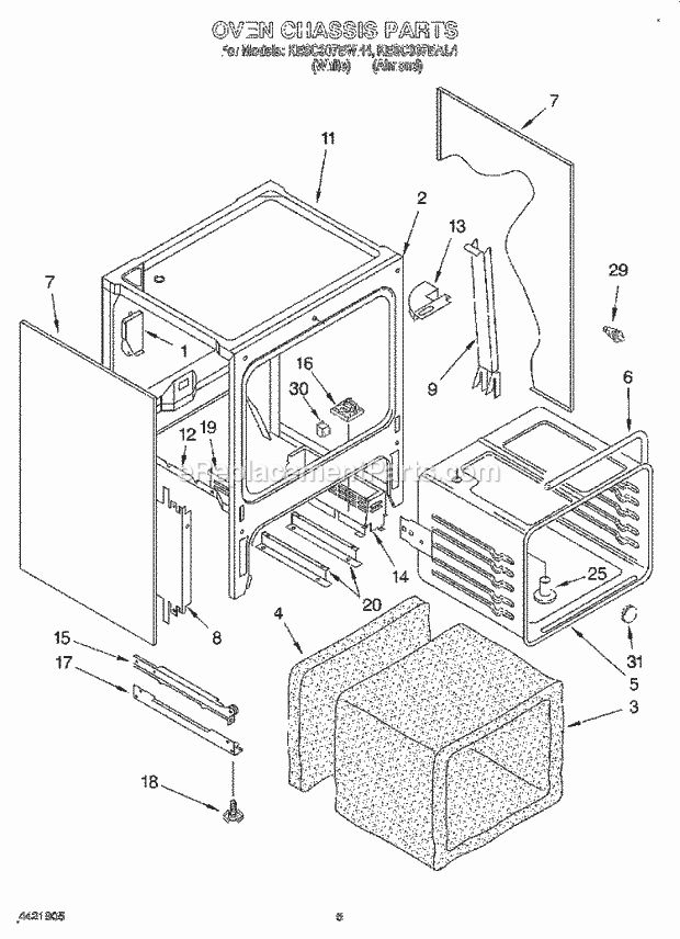 KitchenAid KESC307BWH4 Range Oven Chassis Diagram