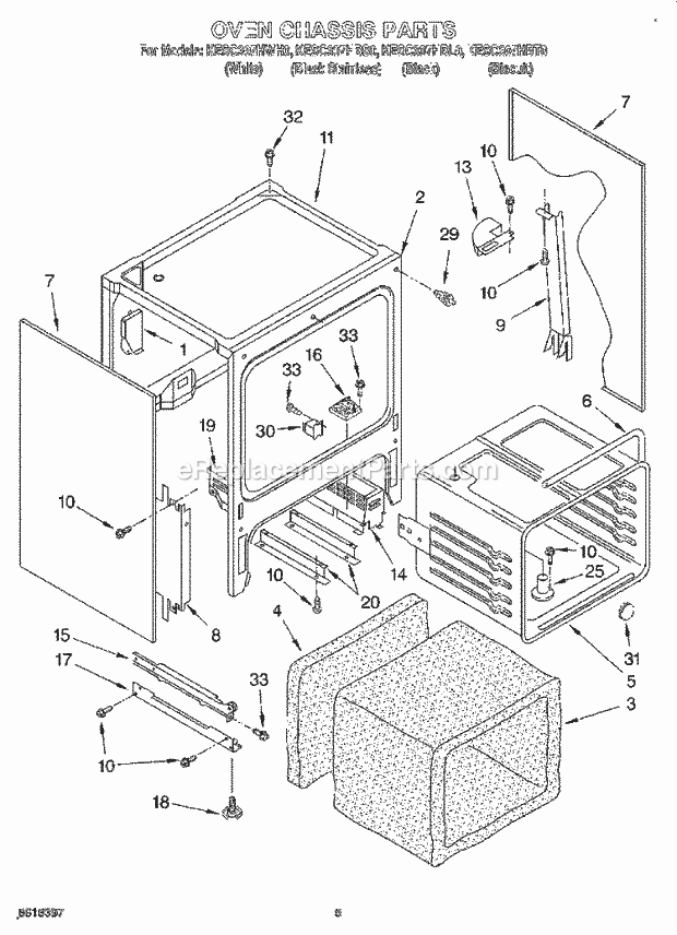 KitchenAid KESC307HBL0 Range Oven Chassis Diagram