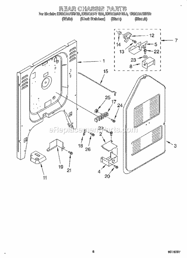 KitchenAid KESC307HBL0 Range Rear Chassis Diagram