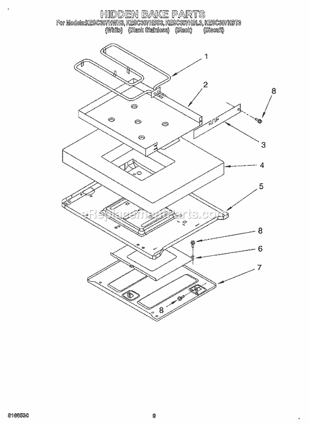 KitchenAid KESC307HBS3 Range Hidden Bake, Optional Diagram