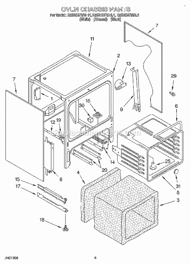 KitchenAid KESH307BBL4 Range Oven Chassis Diagram