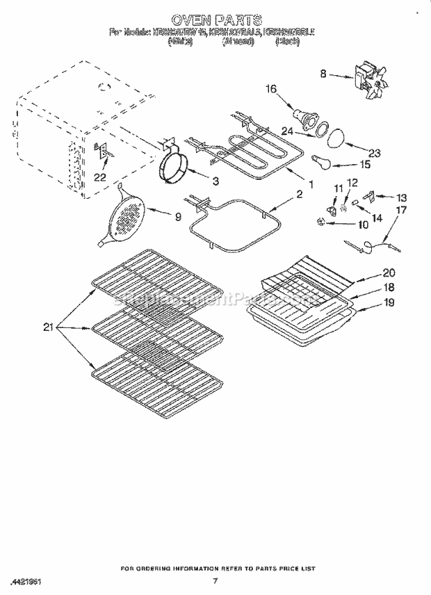 KitchenAid KESH307BBL5 Range Oven Diagram