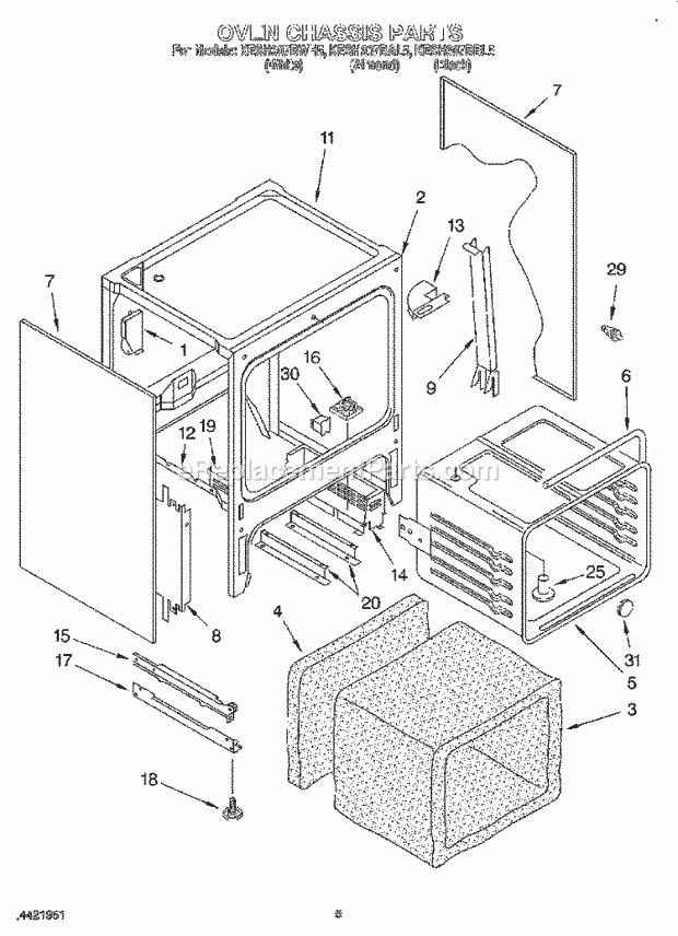 KitchenAid KESH307BBL5 Range Oven Chassis Diagram