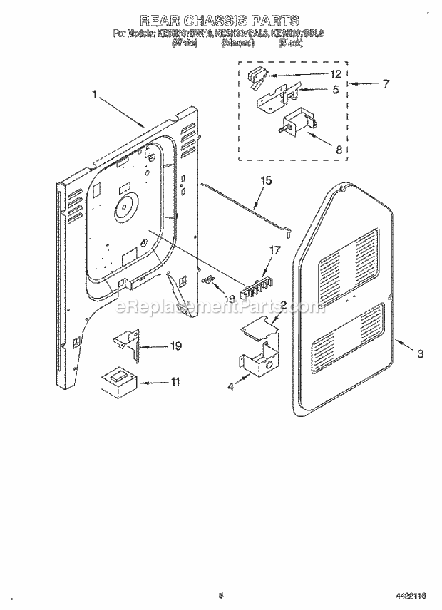 KitchenAid KESH307BBL8 Range Rear Chassis, Lit/Optional Diagram