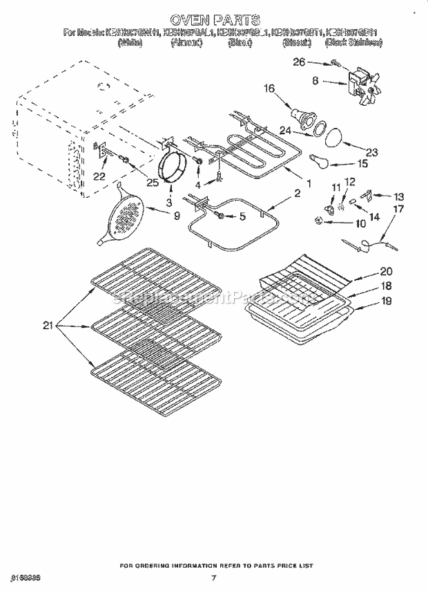 KitchenAid KESH307GBT1 Range Oven Diagram