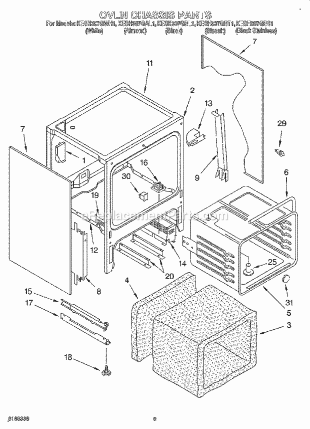 KitchenAid KESH307GBT1 Range Oven Chassis Diagram