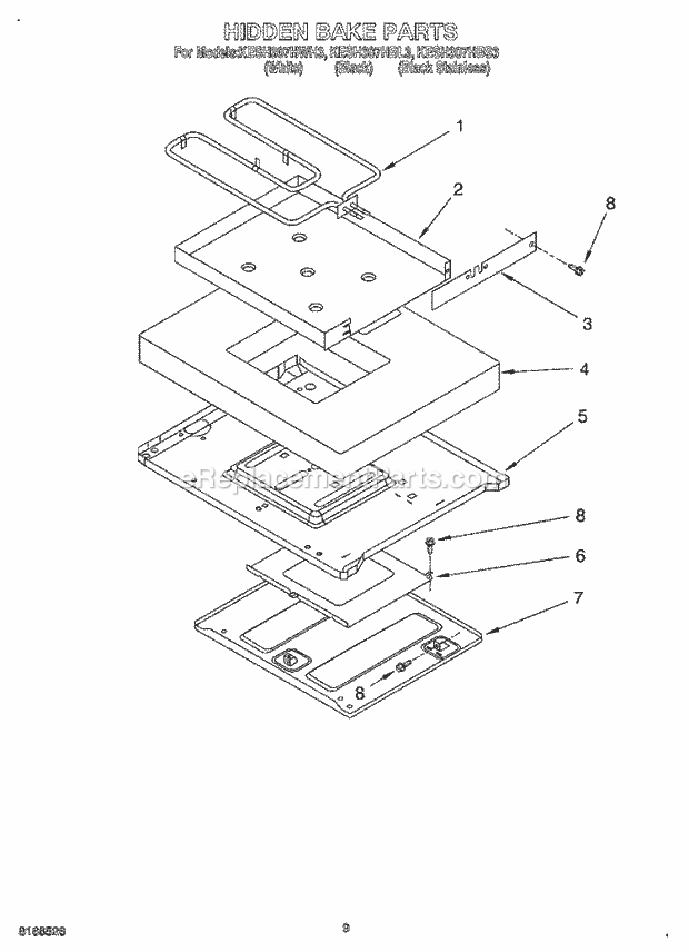 KitchenAid KESH307HBL3 Range Hidden Bake, Optional Diagram