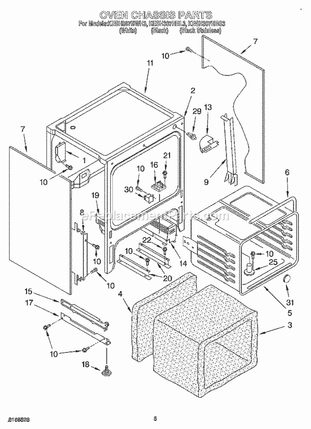 KitchenAid KESH307HBL3 Range Oven Chassis Diagram