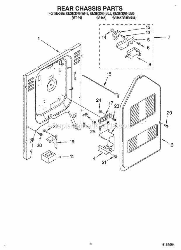 KitchenAid KESH307HWH5 Range Rear Chassis Diagram