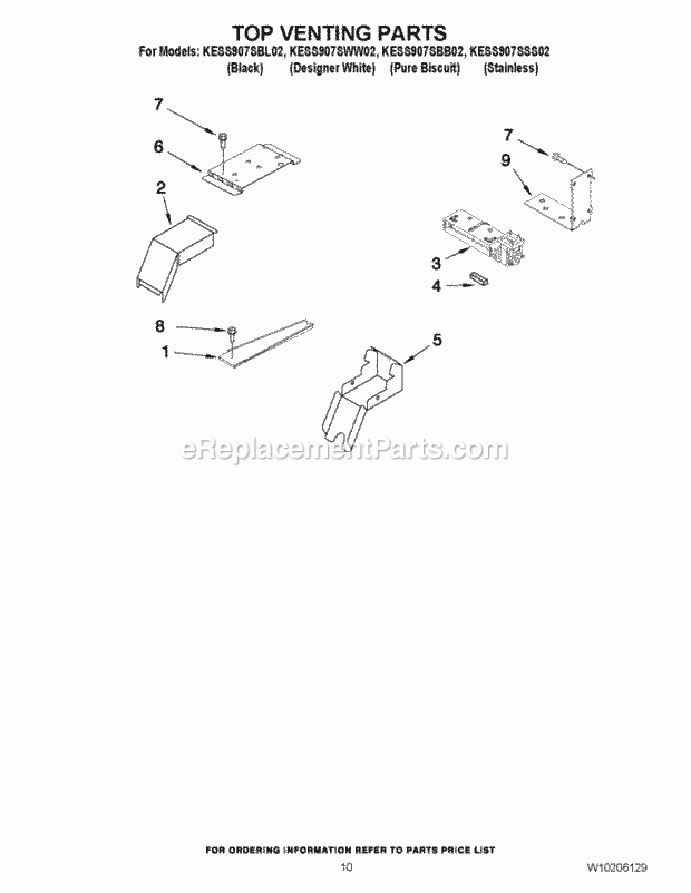 KitchenAid KESS907SSS02 Range Top Venting Parts Diagram