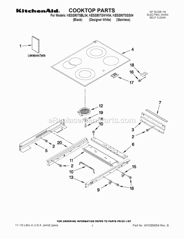 KitchenAid KESS907SSS04 Range Cooktop Parts Diagram