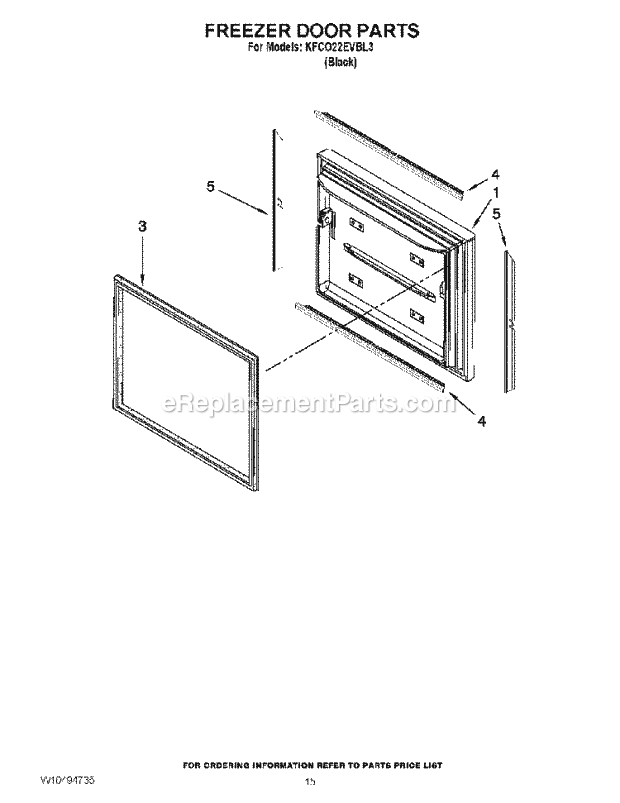 KitchenAid KFCO22EVBL3 Refrigerator Freezer Door Parts Diagram