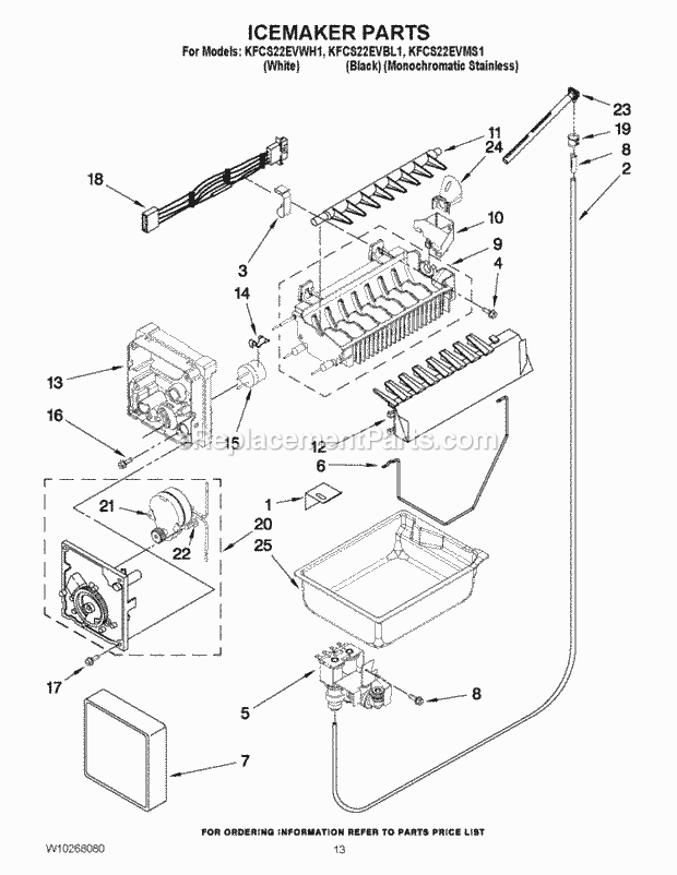 KitchenAid KFCS22EVBL1 Refrigerator Icemaker Parts Diagram