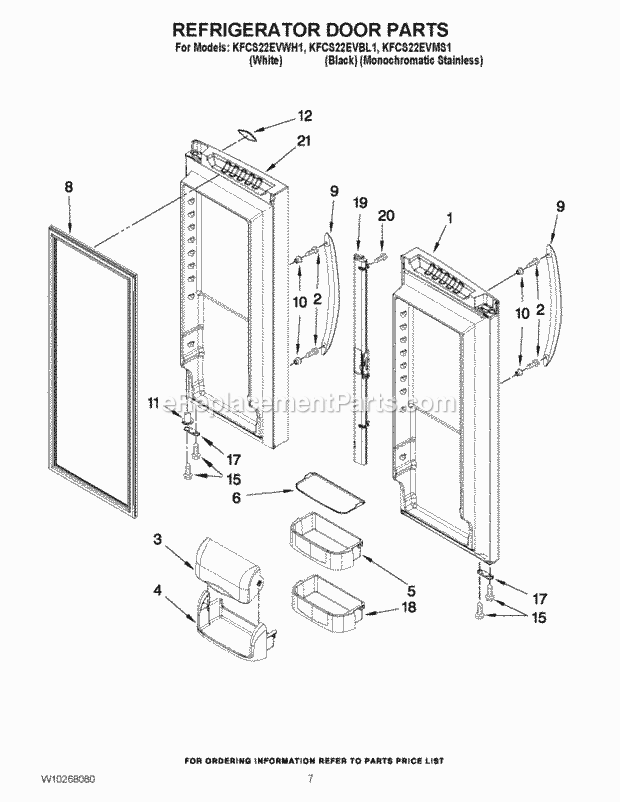 KitchenAid KFCS22EVBL1 Refrigerator Refrigerator Door Parts Diagram