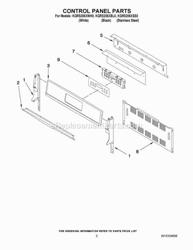 KitchenAid KGRS206XBL0 Range Control Panel Parts Diagram