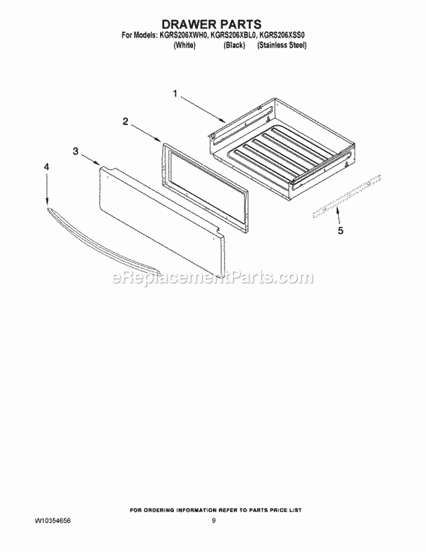 KitchenAid KGRS206XBL0 Range Drawer Parts Diagram