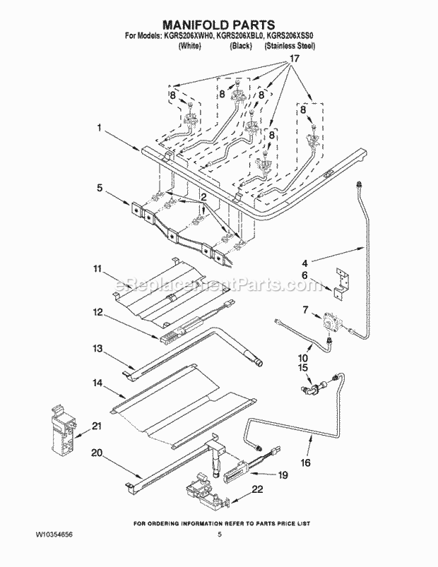 KitchenAid KGRS206XBL0 Range Manifold Parts Diagram