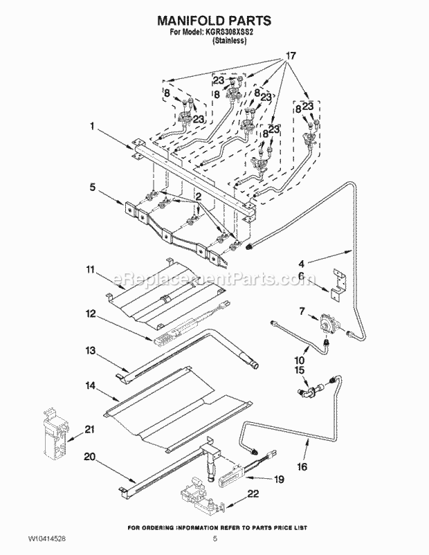 KitchenAid KGRS308XSS2 Range Manifold Parts Diagram