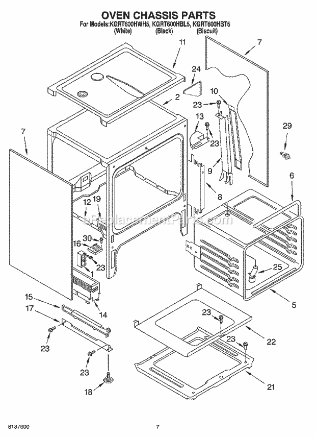 KitchenAid KGRT600HBT5 Range Oven Chassis Diagram