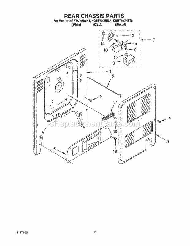 KitchenAid KGRT600HBT5 Range Rear Chassis, Optional Diagram