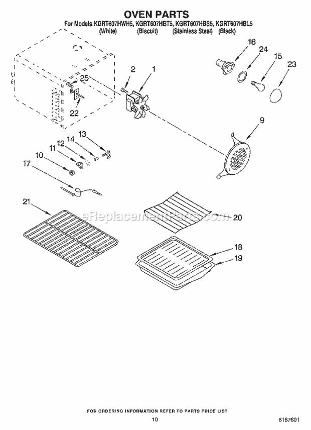 KitchenAid KGRT607HBL5 Range Oven Diagram